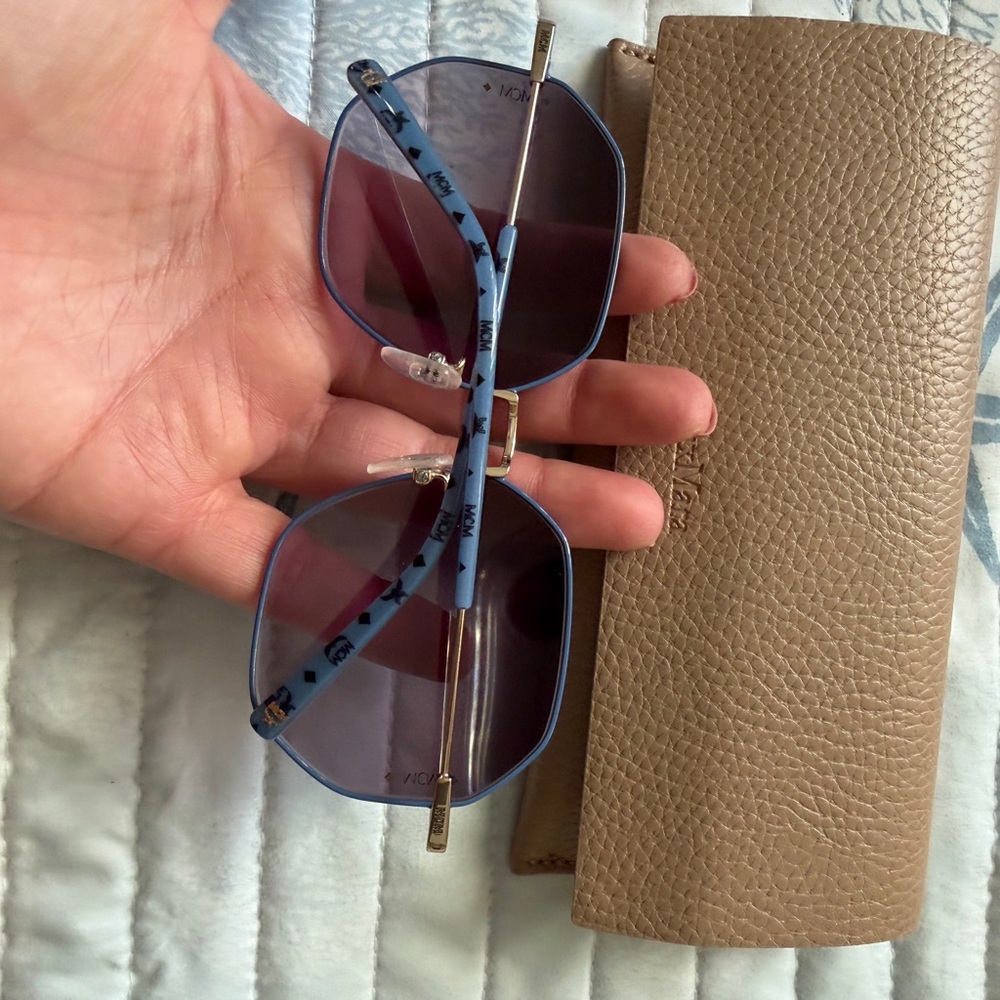 MCM Purple and Blue Sunglasses with Tan Case